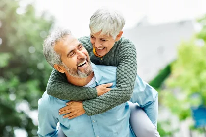 Happy active senior couple outdoors
