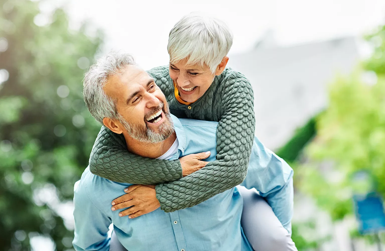 Happy active senior couple outdoors