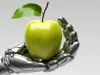 Robot hand holding apple