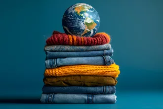 Stack of clothes and planet earth