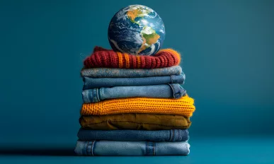 Stack of clothes and planet earth